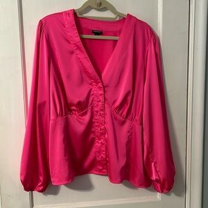 Torrid hot pink satin blouse size 3
